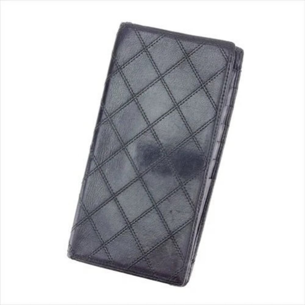 Chanel Wallet Purse Bifold Black Woman unisex Authentic Used T7384 - Picture 1 of 8